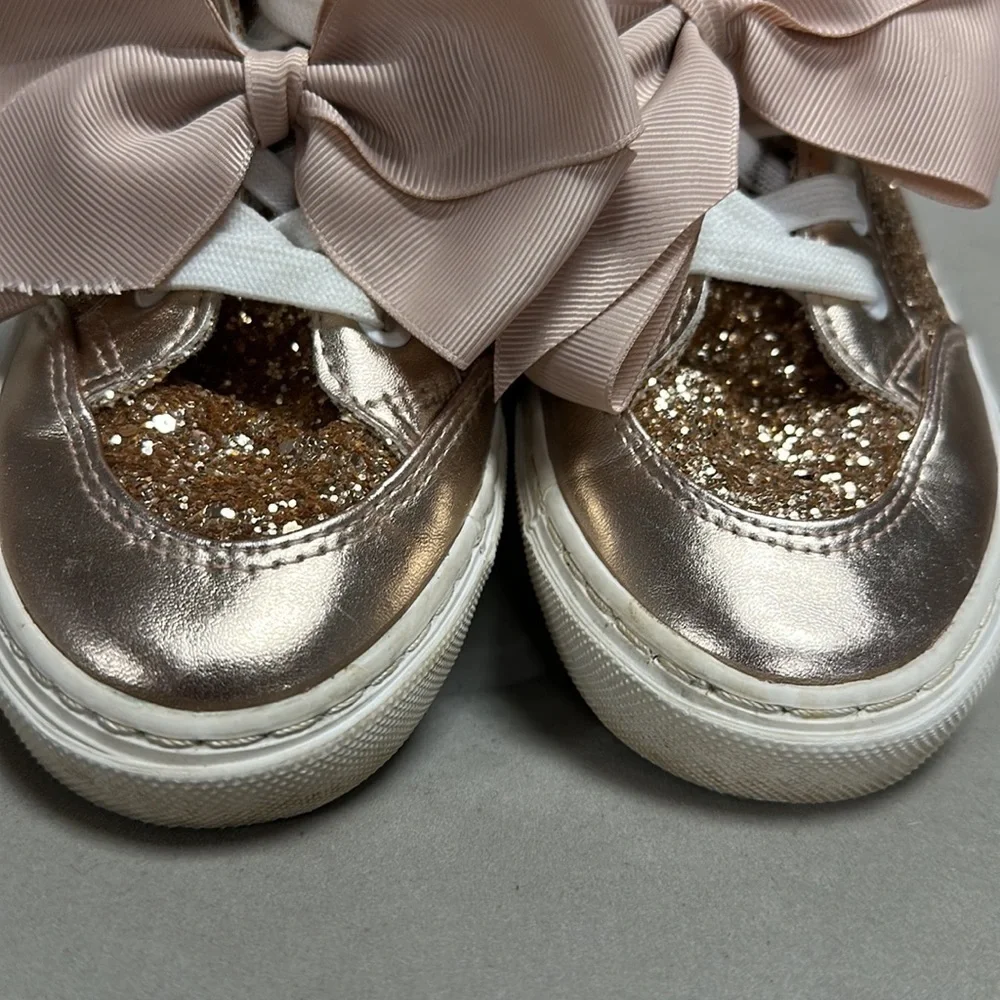 Justice Glitter High Top Sneakers with Bows, Rose Gold, 3